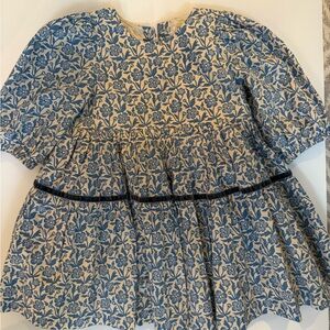 Pink Chicken Blue Floral Kids Dress